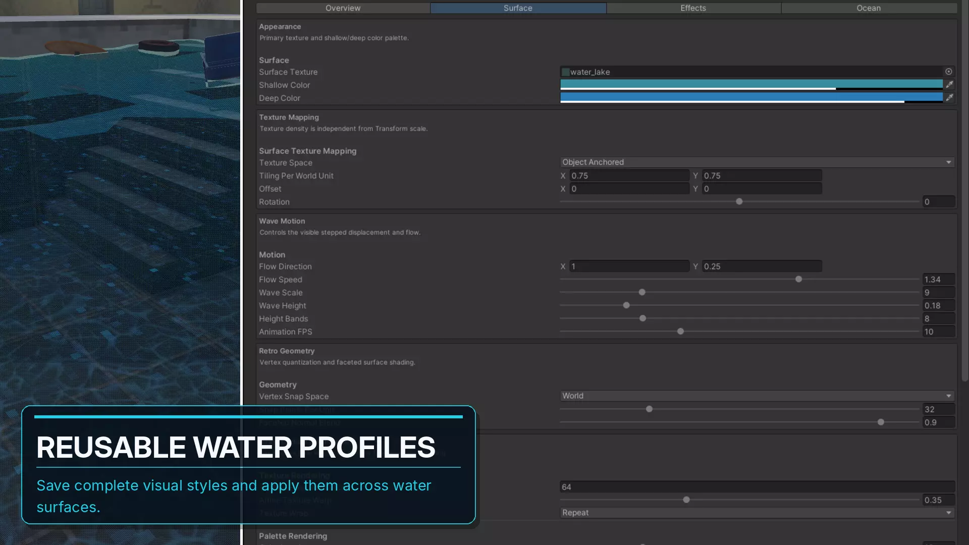 Reusable water profile inspector