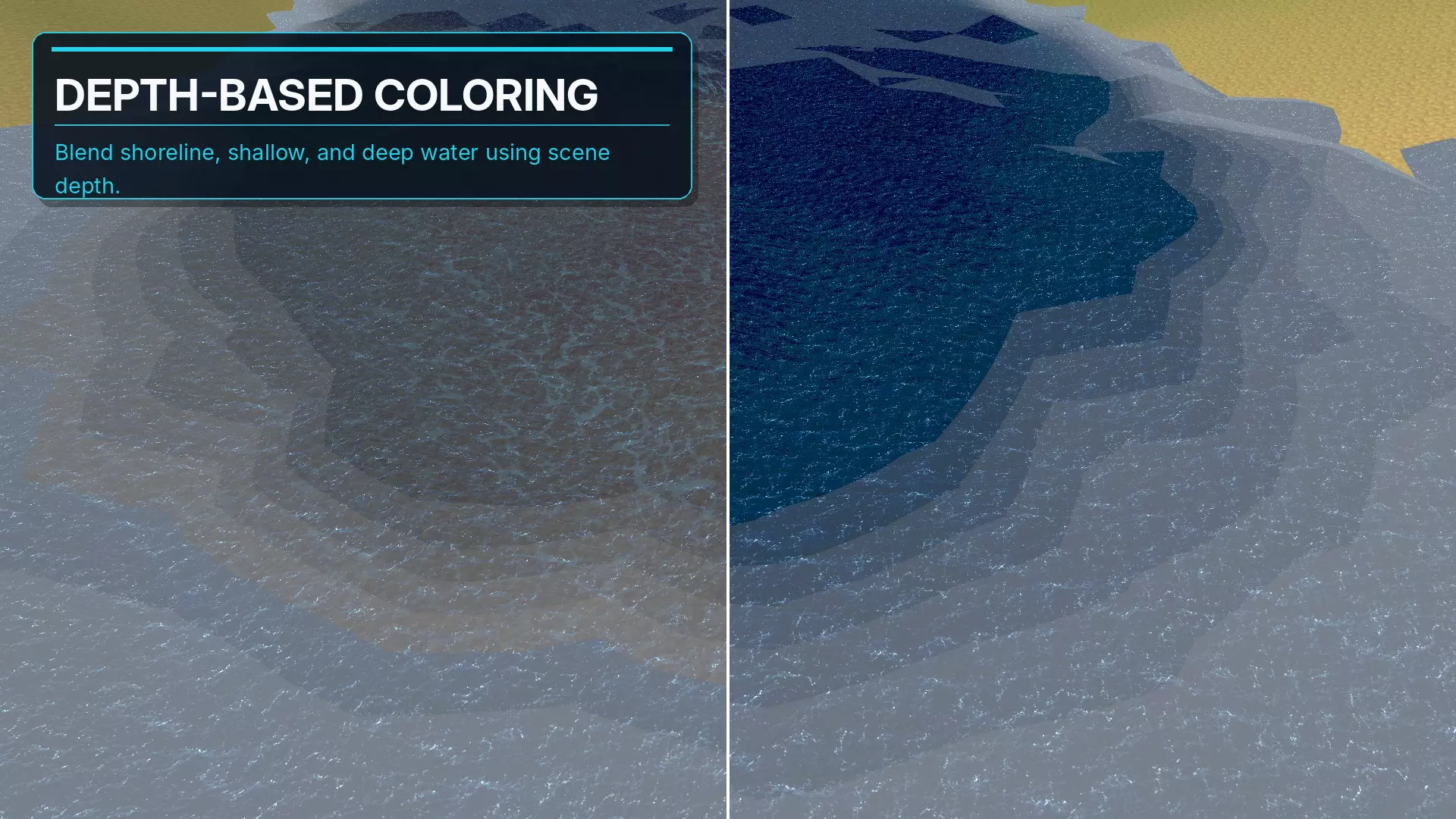 Shallow shoreline and deep-water color blending